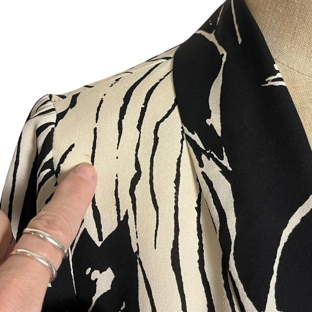 Harari 100% Silk Abstract Print Open Front Jacket / Cardigan Kimono – Size L - Picture 4 of 10